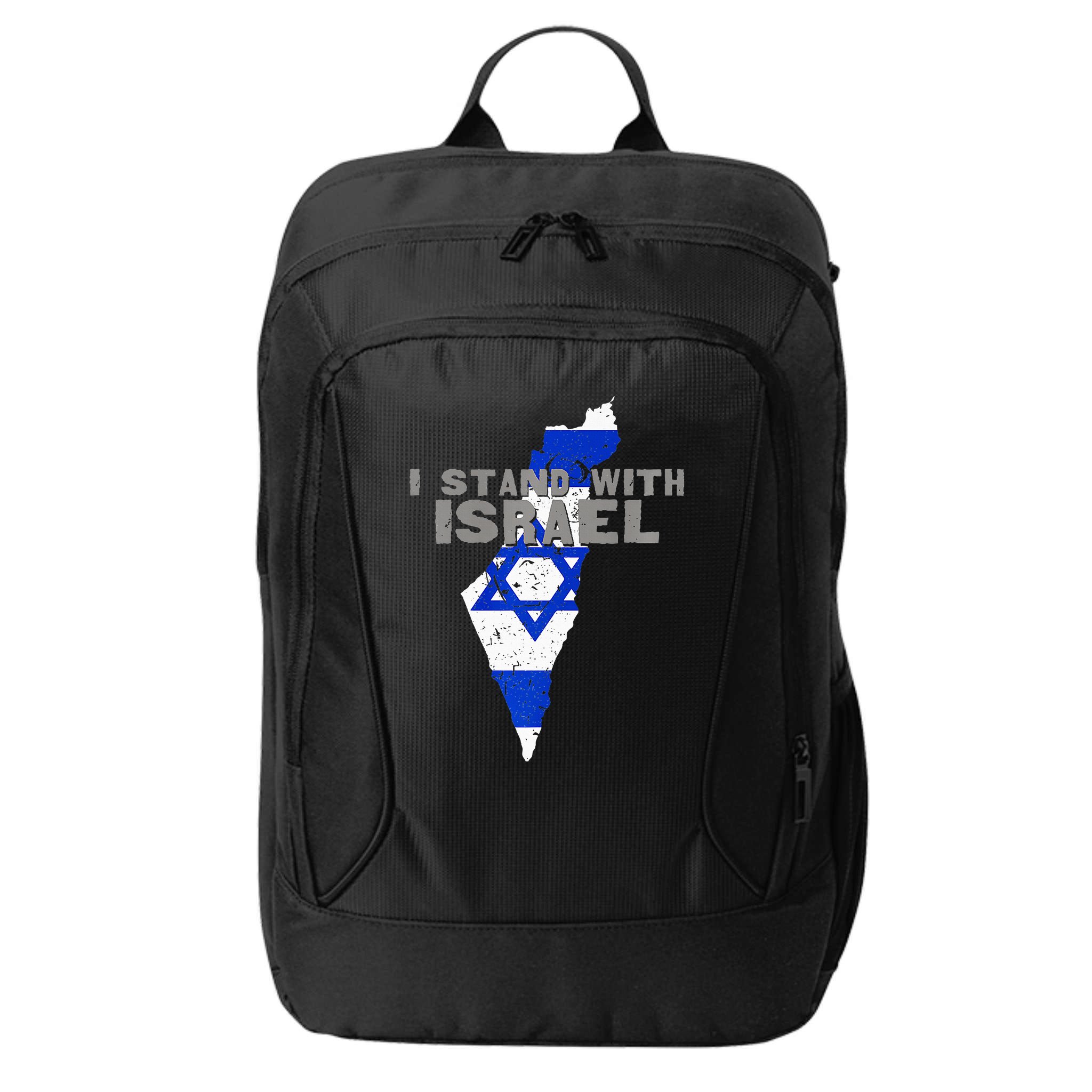 I Stand With Israel Map Flag Jerusalem Hebrew Jew Israelite City Backpack