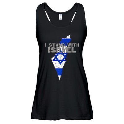 I Stand With Israel Map Flag Jerusalem Hebrew Jew Israelite Ladies Essential Flowy Tank