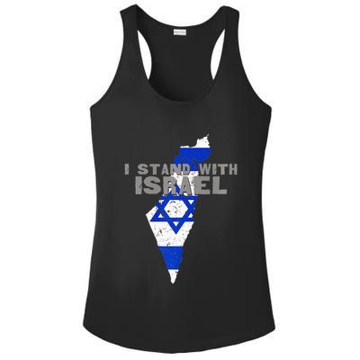 I Stand With Israel Map Flag Jerusalem Hebrew Jew Israelite Ladies PosiCharge Competitor Racerback Tank