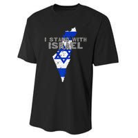 I Stand With Israel Map Flag Jerusalem Hebrew Jew Israelite Performance Sprint T-Shirt