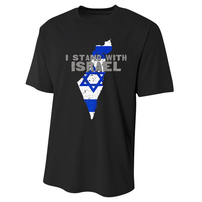 I Stand With Israel Map Flag Jerusalem Hebrew Jew Israelite Performance Sprint T-Shirt