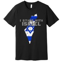 I Stand With Israel Map Flag Jerusalem Hebrew Jew Israelite Premium T-Shirt