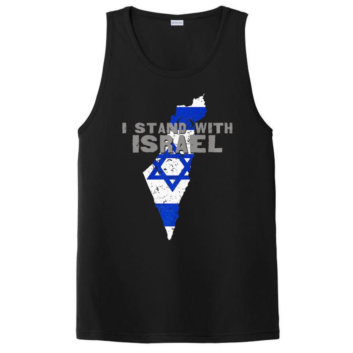 I Stand With Israel Map Flag Jerusalem Hebrew Jew Israelite PosiCharge Competitor Tank