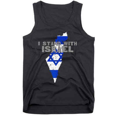 I Stand With Israel Map Flag Jerusalem Hebrew Jew Israelite Tank Top