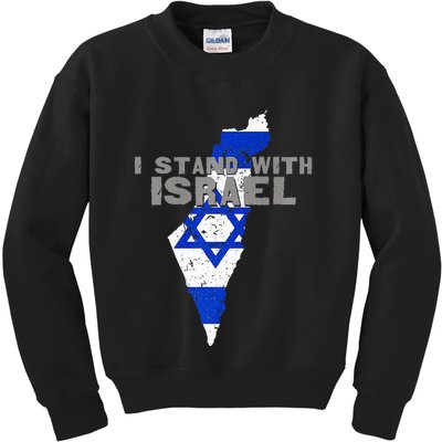 I Stand With Israel Map Flag Jerusalem Hebrew Jew Israelite Kids Sweatshirt