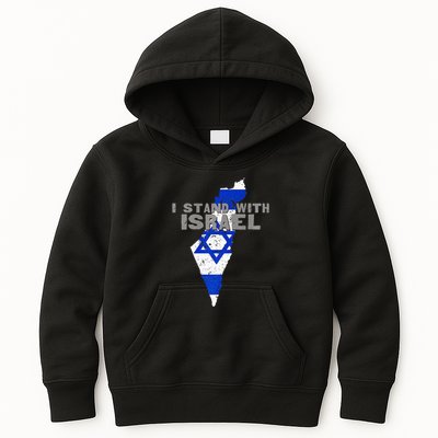 I Stand With Israel Map Flag Jerusalem Hebrew Jew Israelite Kids Hoodie