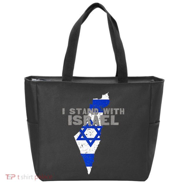 I Stand With Israel Map Flag Jerusalem Hebrew Jew Israelite Zip Tote Bag