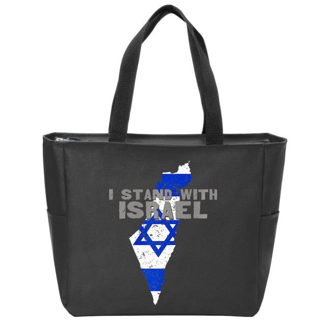 I Stand With Israel Map Flag Jerusalem Hebrew Jew Israelite Zip Tote Bag