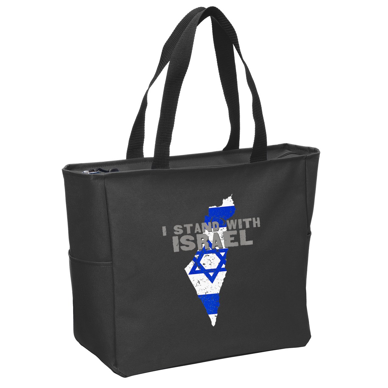 I Stand With Israel Map Flag Jerusalem Hebrew Jew Israelite Zip Tote Bag