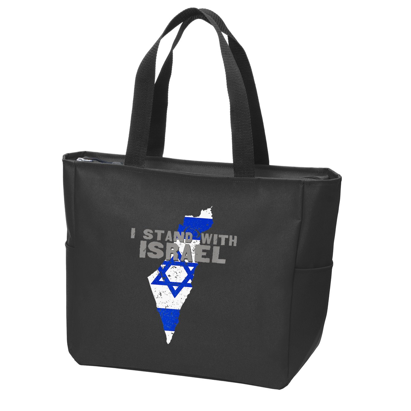 I Stand With Israel Map Flag Jerusalem Hebrew Jew Israelite Zip Tote Bag