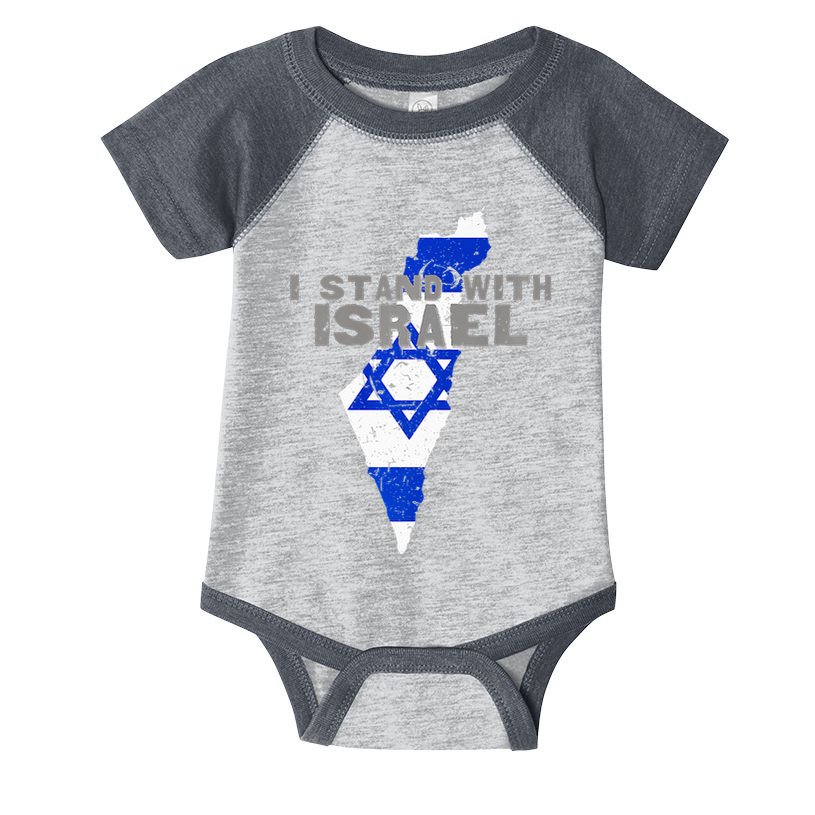 I Stand With Israel Map Flag Jerusalem Hebrew Jew Israelite Infant Baby Jersey Bodysuit