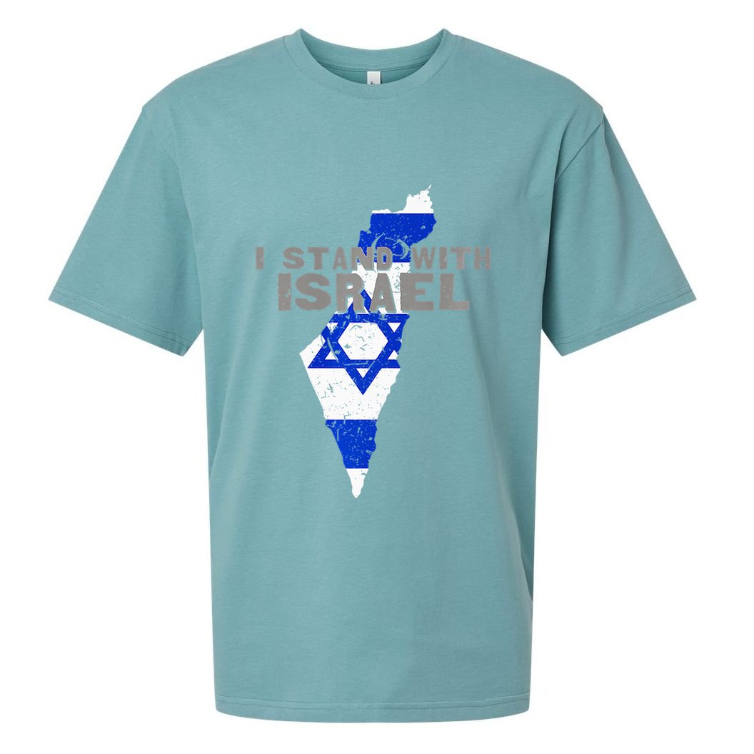 I Stand With Israel Map Flag Jerusalem Hebrew Jew Israelite Sueded Cloud Jersey T-Shirt