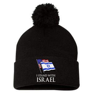 I Stand With Israel, Israeli Palestinian Conflict Pro Israel Pom Pom 12in Knit Beanie