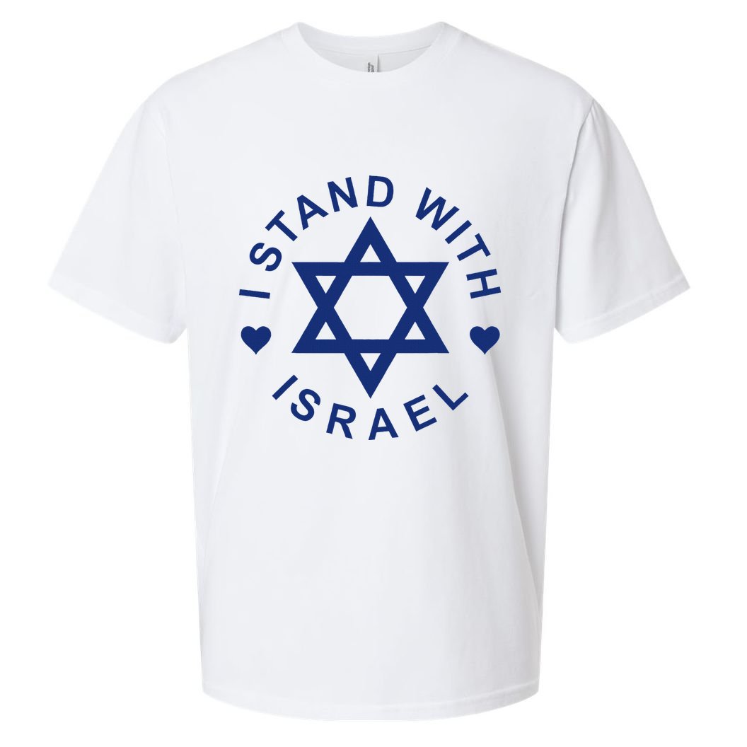 I Stand With Israel Israeli Flag Jewish Star Of David  Sueded Cloud Jersey T-Shirt
