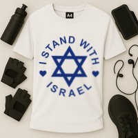I Stand With Israel Israeli Flag Jewish Star Of David  Cooling Performance Crew T-Shirt