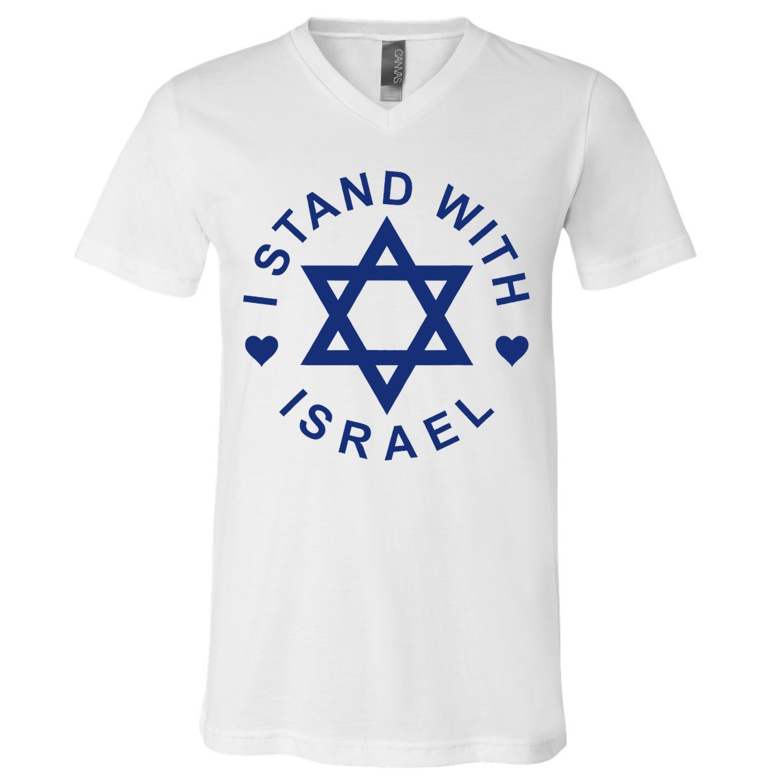 I Stand With Israel Israeli Flag Jewish Star Of David  V-Neck T-Shirt
