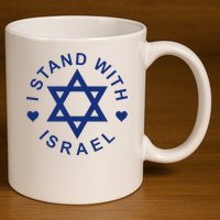 I Stand With Israel Israeli Flag Jewish Star Of David  11oz C Handle Ceramic Mug