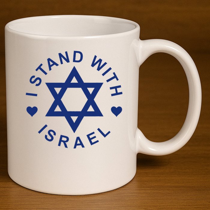 I Stand With Israel Israeli Flag Jewish Star Of David  11oz C Handle Ceramic Mug