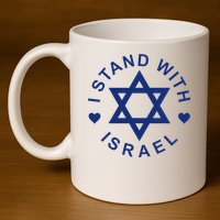 I Stand With Israel Israeli Flag Jewish Star Of David  11oz C Handle Ceramic Mug