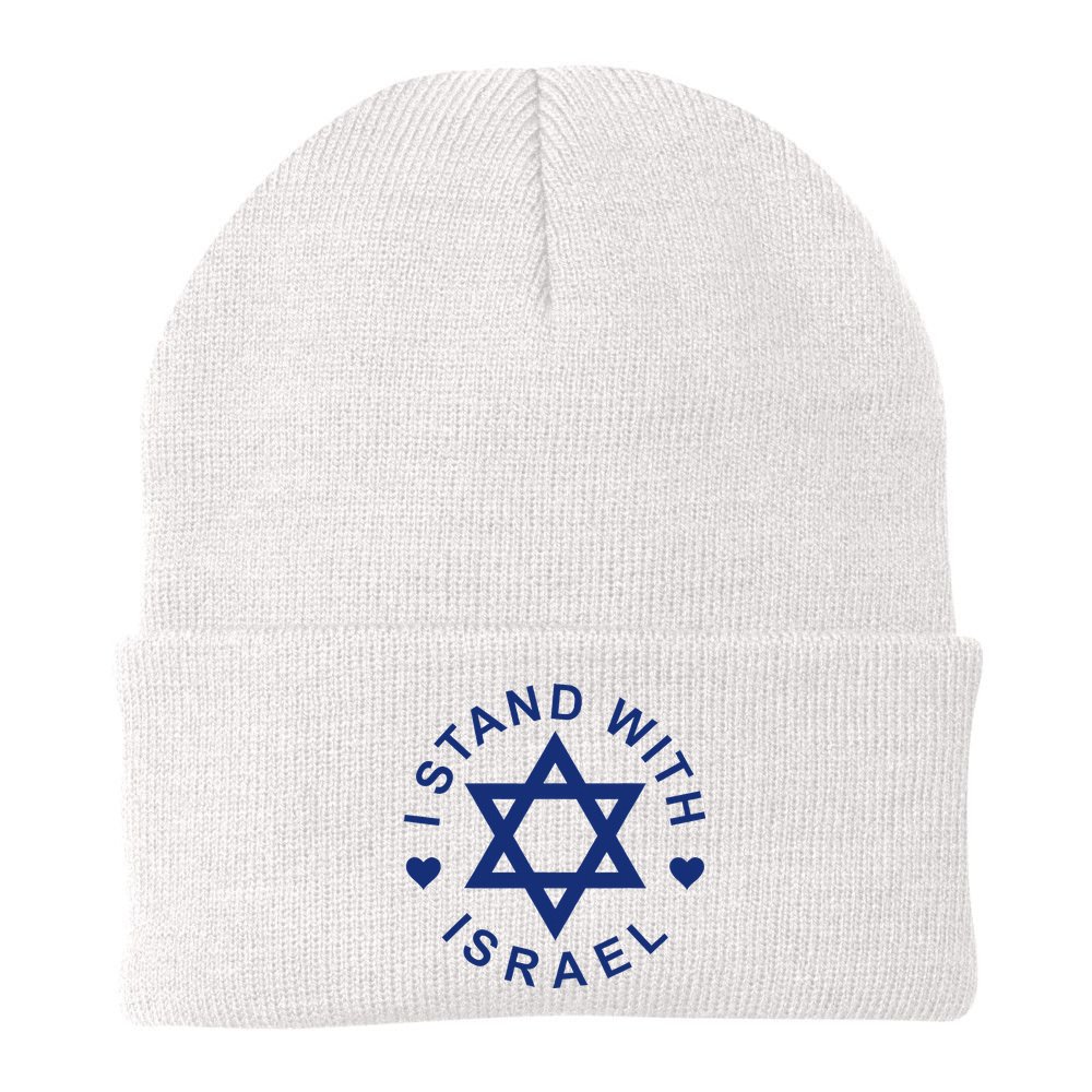 I Stand With Israel Israeli Flag Jewish Star Of David  Beanie
