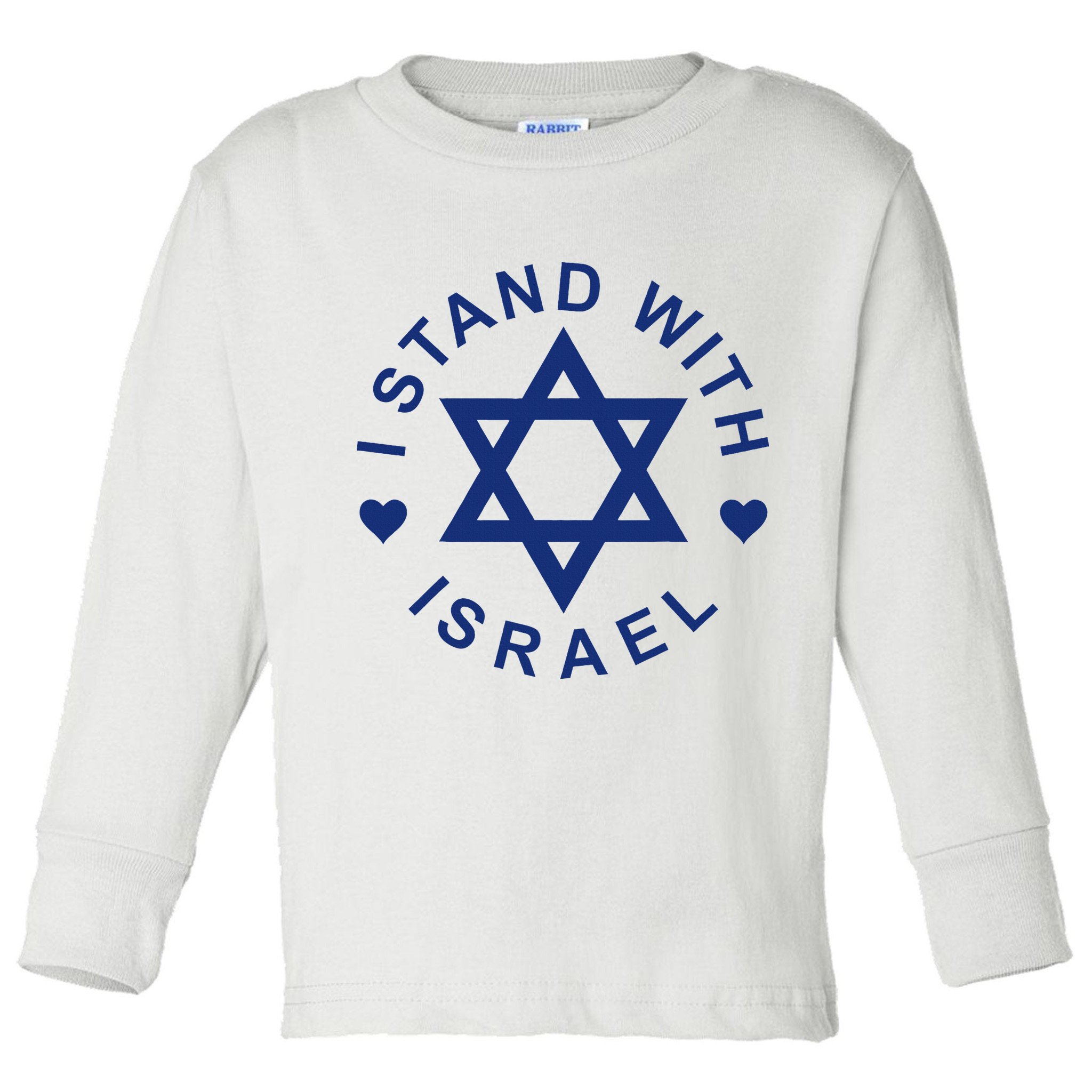 I Stand With Israel Israeli Flag Jewish Star Of David  Toddler Long Sleeve Shirt