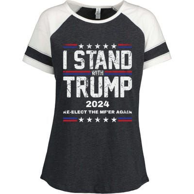 I Stand With Trump 2024 Reelect The MfEr Again Trump 2024 Cool Gift Enza Ladies Jersey Colorblock Tee