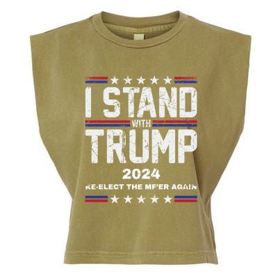 I Stand With Trump 2024 Reelect The MfEr Again Trump 2024 Cool Gift Garment-Dyed Women's Muscle Tee