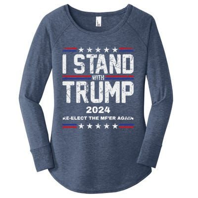 I Stand With Trump 2024 Reelect The MfEr Again Trump 2024 Cool Gift Women's Perfect Tri Tunic Long Sleeve Shirt