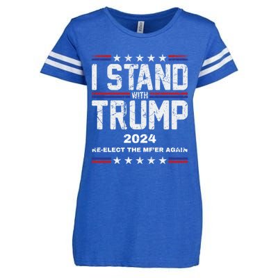 I Stand With Trump 2024 Reelect The MfEr Again Trump 2024 Cool Gift Enza Ladies Jersey Football T-Shirt