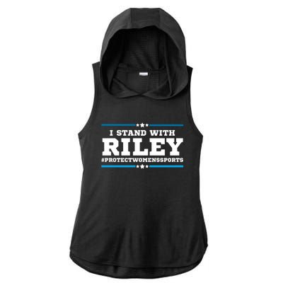 I Stand With Riley Gaines #ProtectWomensSports Ladies PosiCharge Tri-Blend Wicking Draft Hoodie Tank