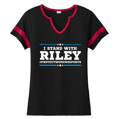 I Stand With Riley Gaines #ProtectWomensSports Ladies Halftime Notch Neck Tee