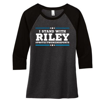 I Stand With Riley Gaines #ProtectWomensSports Women's Tri-Blend 3/4-Sleeve Raglan Shirt