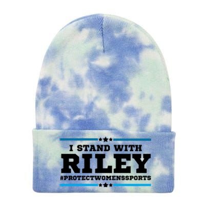 I Stand With Riley Gaines #ProtectWomensSports Tie Dye 12in Knit Beanie