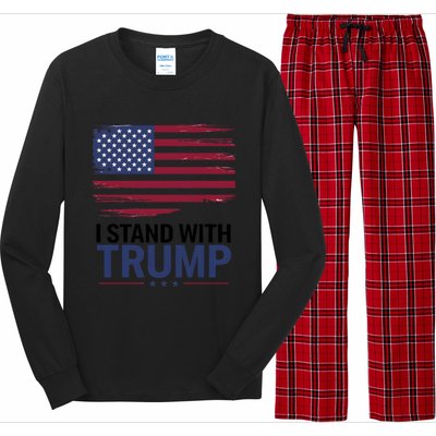 I Stand With Trump Trump For President Trump Vance 2024 Cool Gift Long Sleeve Pajama Set