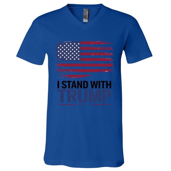 I Stand With Trump Trump For President Trump Vance 2024 Cool Gift V-Neck T-Shirt