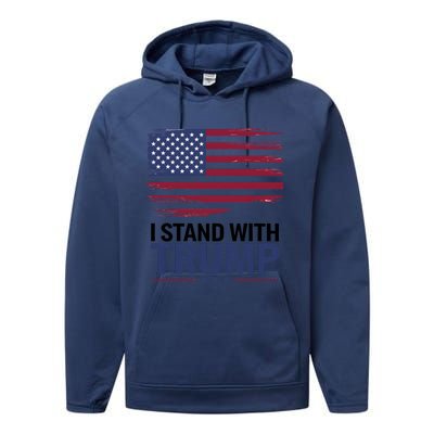 I Stand With Trump Trump For President Trump Vance 2024 Cool Gift Performance Fleece Hoodie