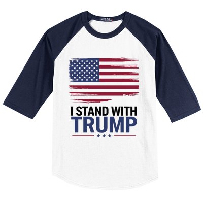 I Stand With Trump Trump For President Trump Vance 2024 Cool Gift Baseball Sleeve Shirt