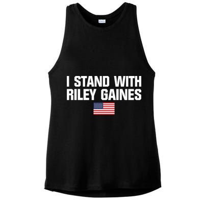 I Stand With Riley Gaines | US Swimmer | Save Women's Sports | American Flag Ladies PosiCharge Tri-Blend Wicking Tank