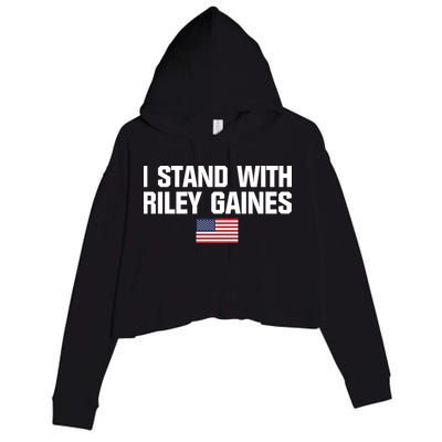 I Stand With Riley Gaines | US Swimmer | Save Women's Sports | American Flag Crop Fleece Hoodie
