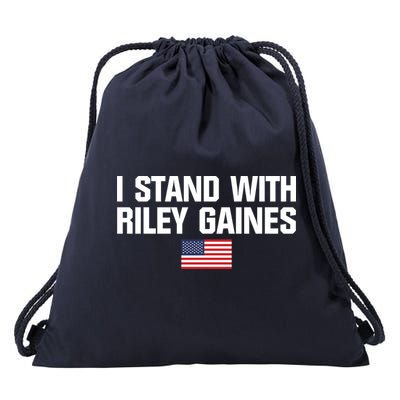 I Stand With Riley Gaines | US Swimmer | Save Women's Sports | American Flag Drawstring Bag