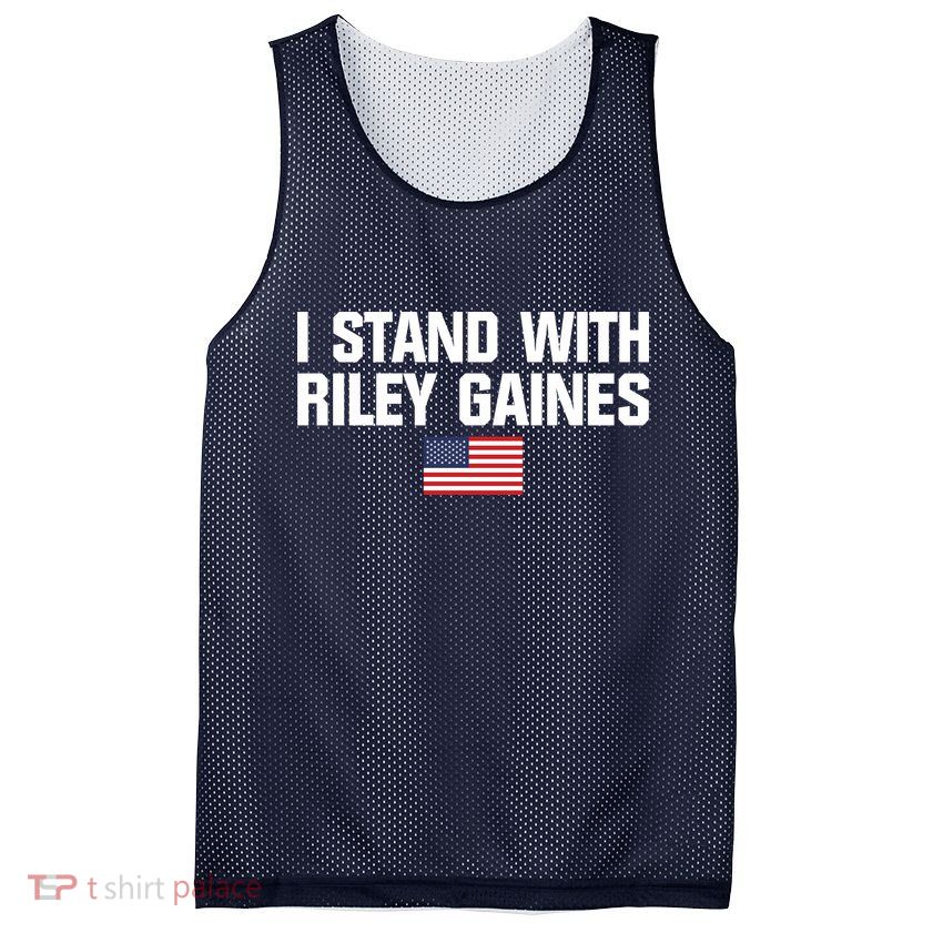 I Stand With Riley Gaines | US Swimmer | Save Women's Sports | American Flag Mesh Reversible Basketball Jersey Tank