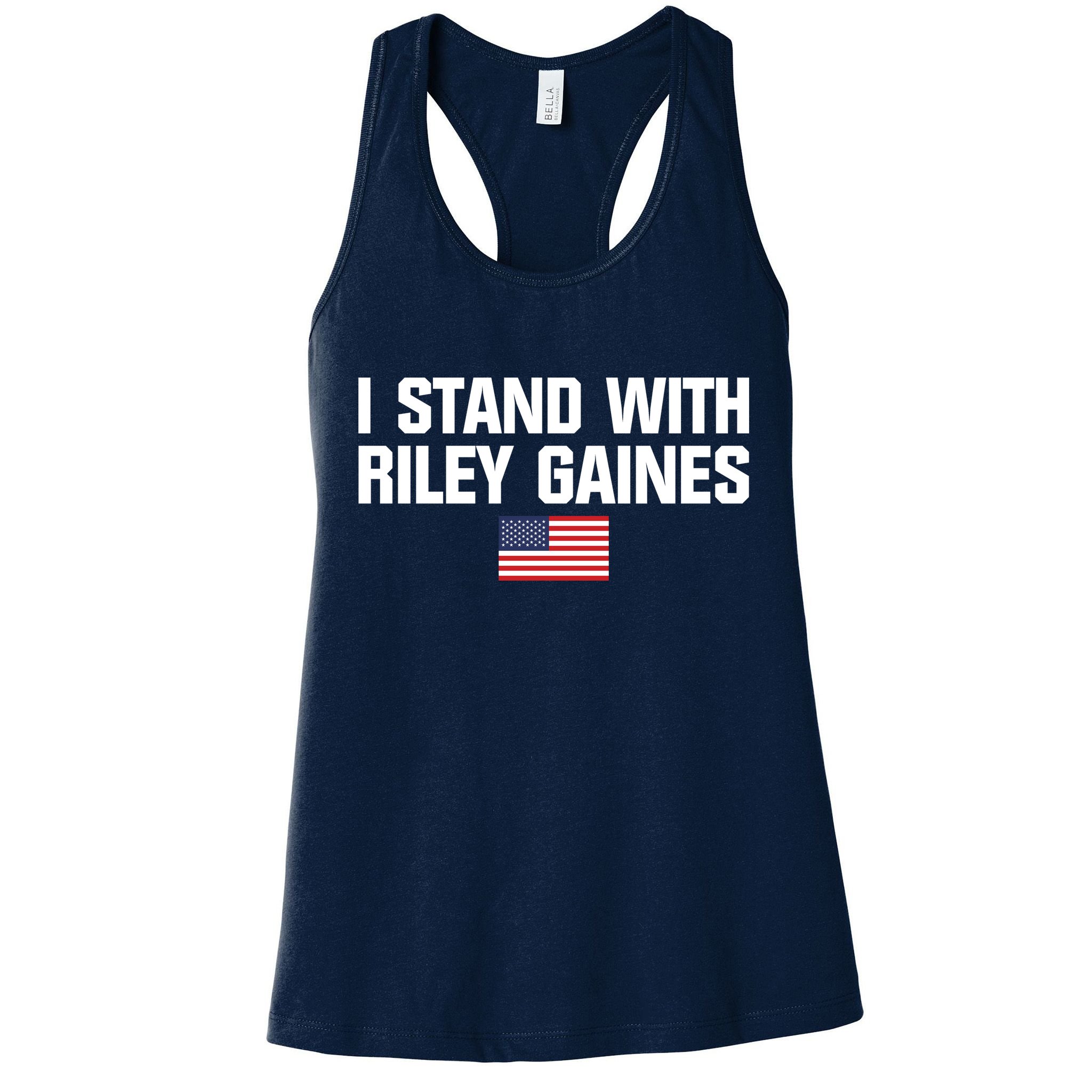I Stand With Riley Gaines | US Swimmer | Save Women's Sports | American Flag Womens Tank Top
