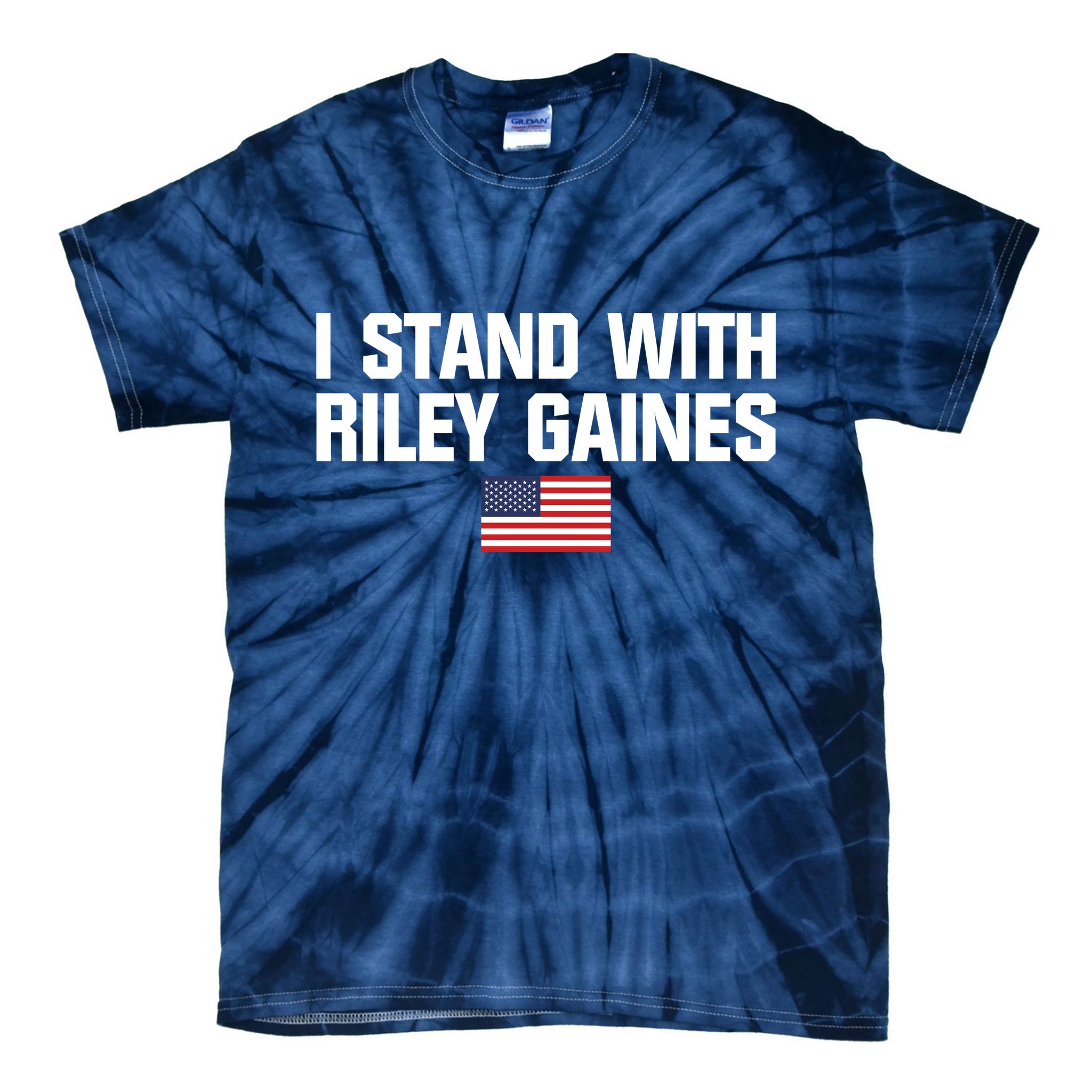 I Stand With Riley Gaines | US Swimmer | Save Women's Sports | American Flag Tie-Dye T-Shirt