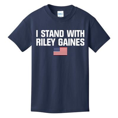 I Stand With Riley Gaines | US Swimmer | Save Women's Sports | American Flag Kids T-Shirt