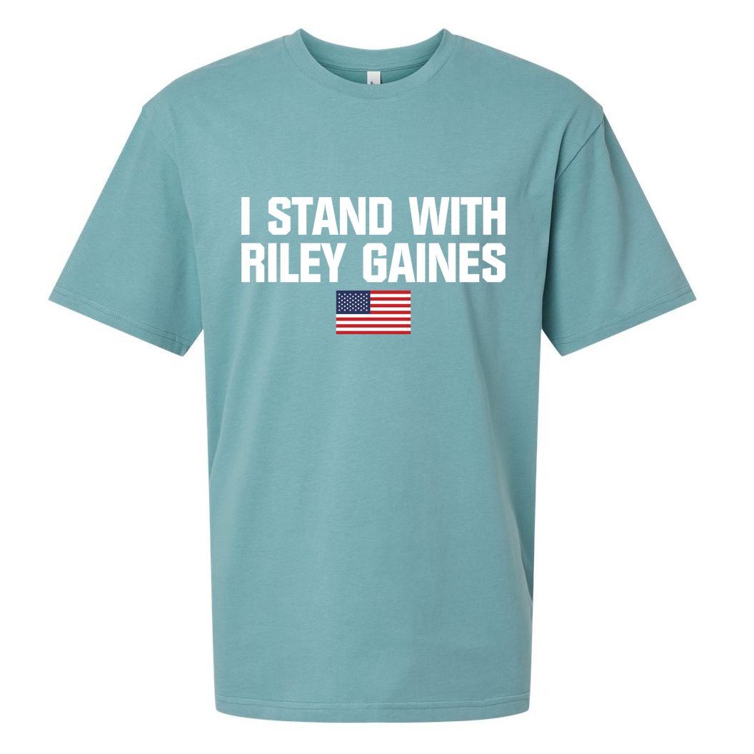 I Stand With Riley Gaines | US Swimmer | Save Women's Sports | American Flag Sueded Cloud Jersey T-Shirt
