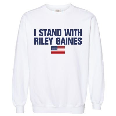 I Stand With Riley Gaines | US Swimmer | Save Women's Sports | American Flag Garment-Dyed Sweatshirt