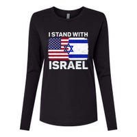 I Stand With Israel USA American Flag with Israel Flag Womens Cotton Relaxed Long Sleeve T-Shirt