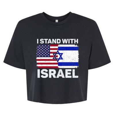 I Stand With Israel USA American Flag with Israel Flag Bella+Canvas Jersey Crop Tee