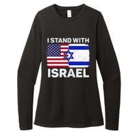 I Stand With Israel USA American Flag with Israel Flag Womens CVC Long Sleeve Shirt