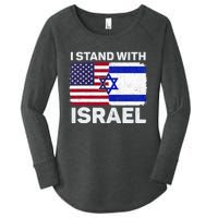 I Stand With Israel USA American Flag with Israel Flag Women's Perfect Tri Tunic Long Sleeve Shirt